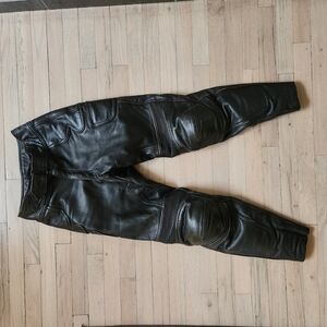 Black Leather Motorcycle Pants Size L WOMENS